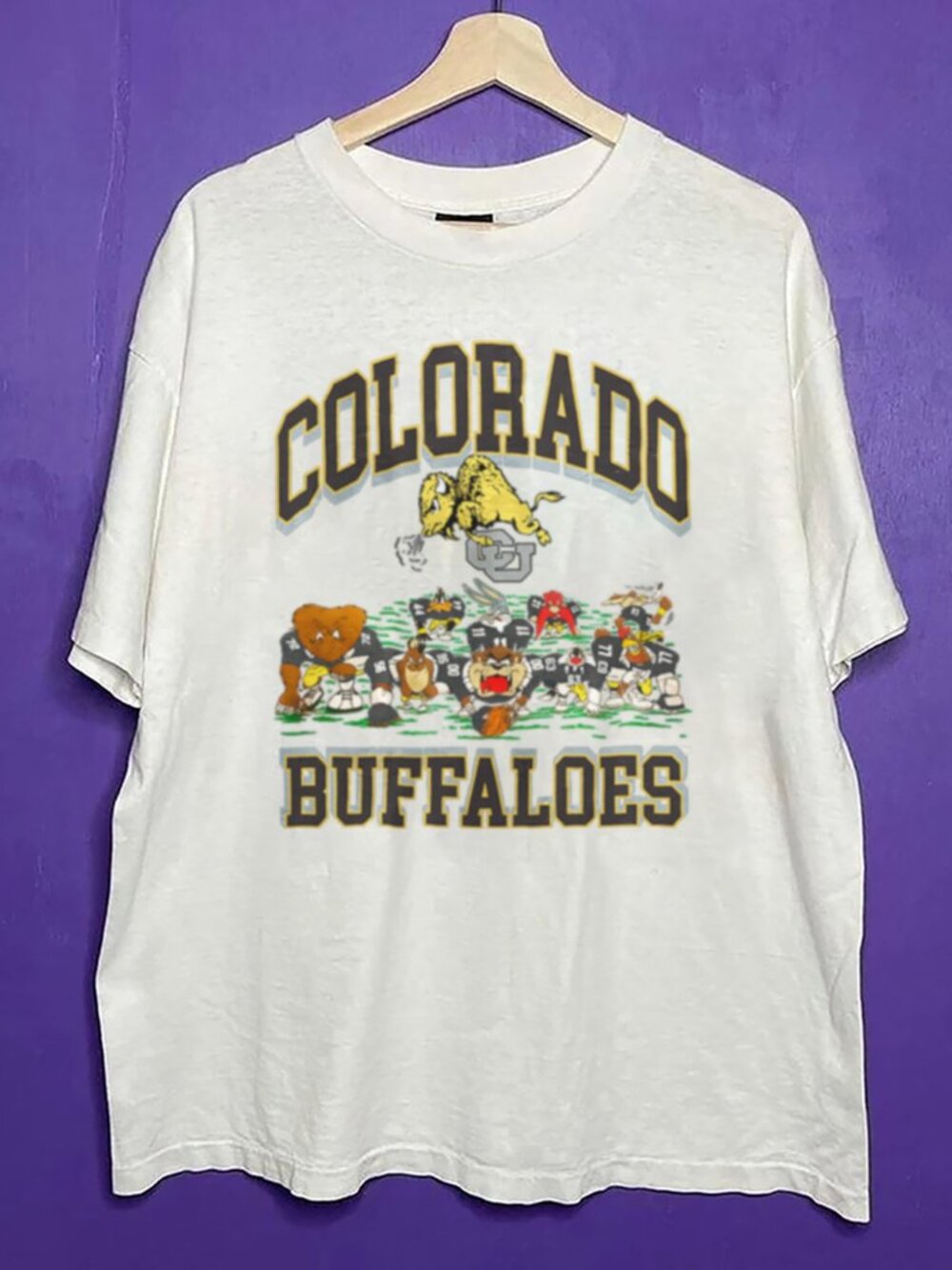 Vintage Colorado Buffaloes Looney Tunes Football Shirt, Retro CU Buffs Shirt Tee